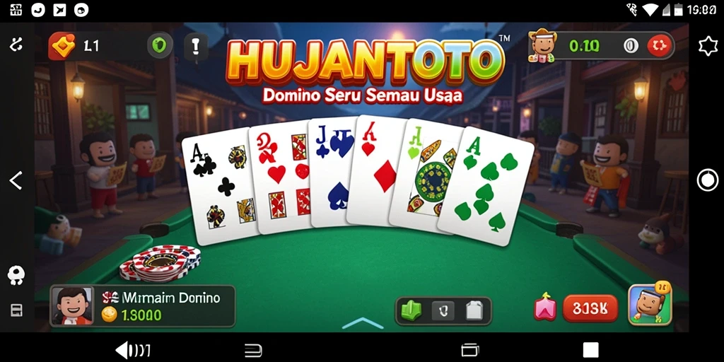 Tampilan gameplay seru HUJANTOTO dengan domino yang menantang.